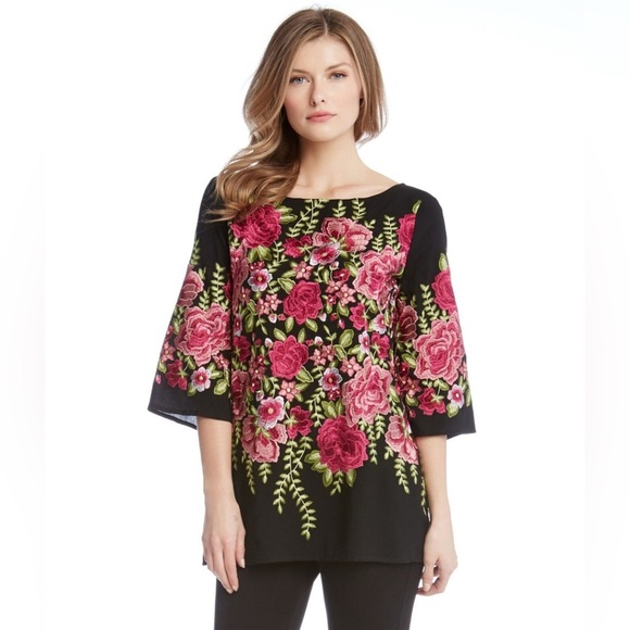 Karen Kane Tops - Karen Kane Bloomingdale’s BoHo Artsy Heavy Embroidery Tunic Blouse Top L USA